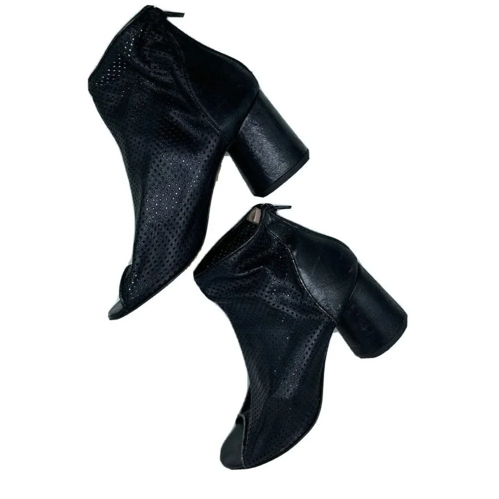 Women’s Michelediloco Vero Cuoio Black Mesh Peep Toe Round‎ Heels Size 38